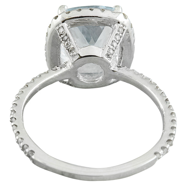 4.30 Carat Aquamarine 14K White Gold Diamond Ring - Fashion Strada