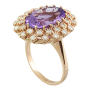 10.19 Carat Amethyst 14K Rose Gold Diamond Ring - Fashion Strada
