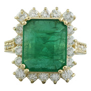 6.91 Carat Emerald 14K Yellow Gold Diamond Ring - Fashion Strada