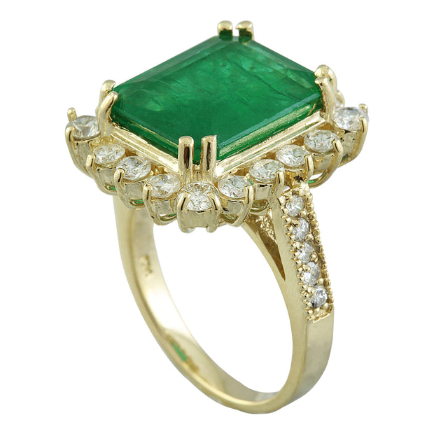 6.91 Carat Emerald 14K Yellow Gold Diamond Ring - Fashion Strada