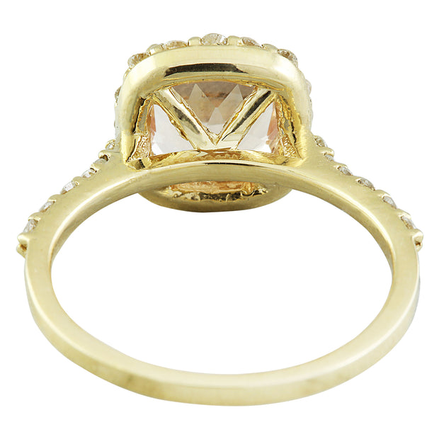 2.32 Carat Morganite 14K Yellow Gold Diamond Ring - Fashion Strada