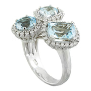 4.98 Carat Aquamarine 14K White Gold Diamond Ring - Fashion Strada