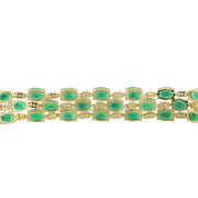 22.88 Carat Emerald 14K Yellow Gold Diamond Bracelet - Fashion Strada