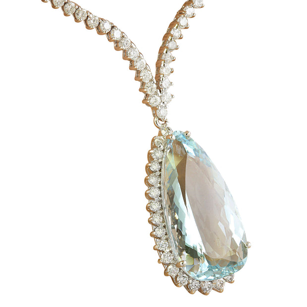 18.80 Carat Aquamarine 18K White Gold Diamond Necklace - Fashion Strada