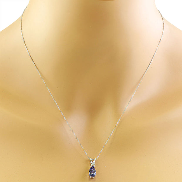 1.95 Carat Tanzanite 14K White Gold Diamond Necklace - Fashion Strada