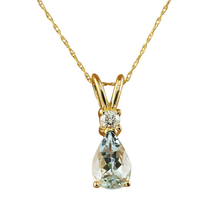 1.60 Carat Aquamarine 14K Yellow Gold Diamond Necklace - Fashion Strada