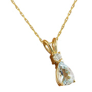 1.60 Carat Aquamarine 14K Yellow Gold Diamond Necklace - Fashion Strada