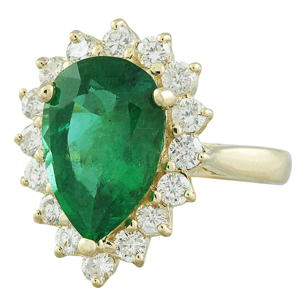 4.55 Carat Emerald 14K Yellow Gold Diamond Ring - Fashion Strada