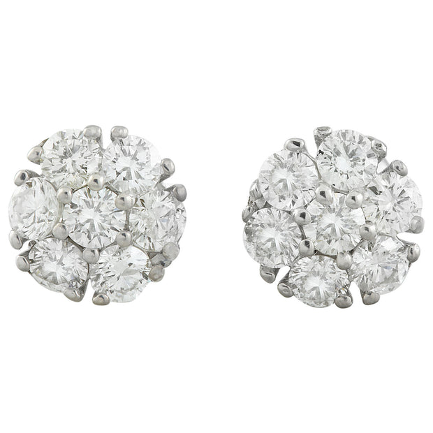1.00 Carat 14K White Gold Diamond Earrings - Fashion Strada