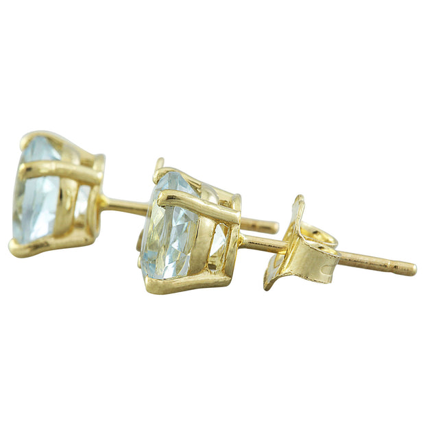 1.06 Carat Aquamarine 14K Yellow Gold Earrings - Fashion Strada