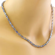 35.90 Carat Tanzanite 14K White Gold Diamond Necklace - Fashion Strada