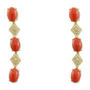 2.65 Carat Coral 14K Yellow Gold Diamond Earrings - Fashion Strada