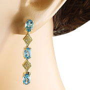 2.65 Carat Topaz 14K Yellow Gold Diamond Earrings - Fashion Strada