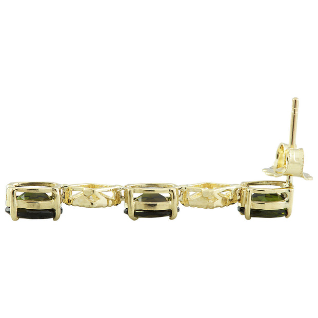 2.65 Carat Tourmaline 14K Yellow Gold Diamond Earrings - Fashion Strada
