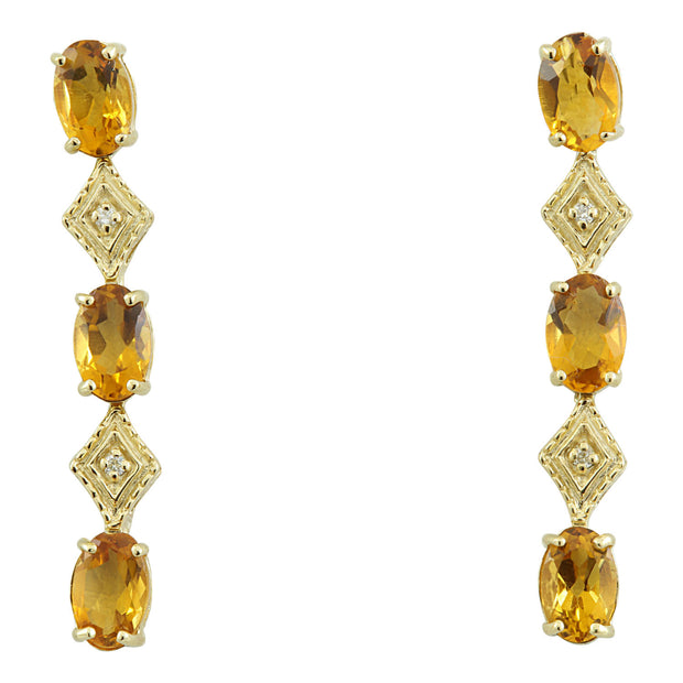 2.65 Carat Citrine 14K Yellow Gold Diamond Earrings - Fashion Strada
