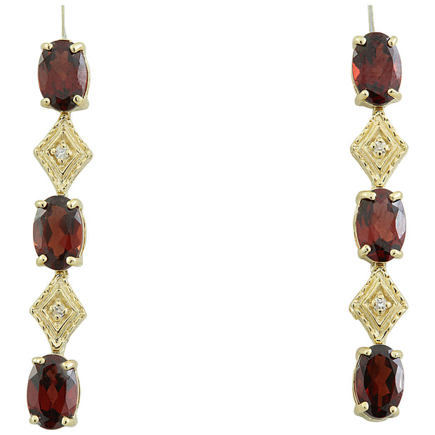 2.65 Carat Garnet 14K Yellow Gold Diamond Earrings - Fashion Strada