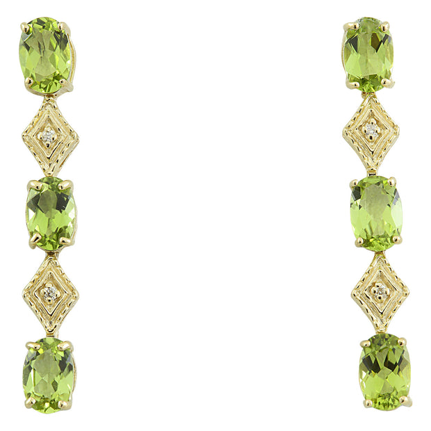 2.65 Carat Peridot 14K Yellow Gold Diamond Earrings - Fashion Strada