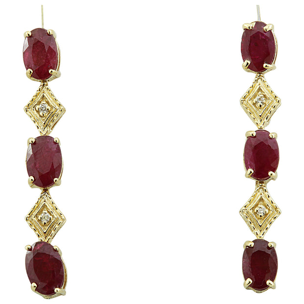2.65 Carat Ruby 14K Yellow Gold Diamond Earrings - Fashion Strada