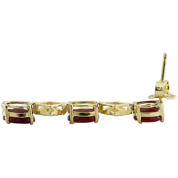 2.65 Carat Ruby 14K Yellow Gold Diamond Earrings - Fashion Strada