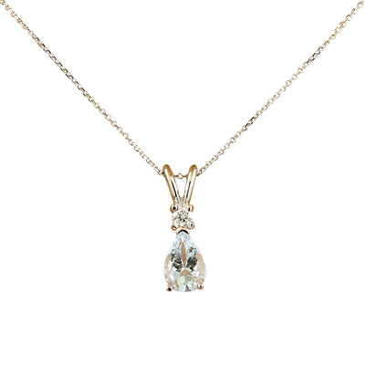 1.60 Carat Aquamarine 14K White Gold Diamond Necklace - Fashion Strada