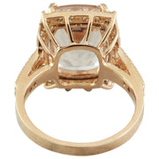 7.12 Carat Morganite 14K Rose Gold Diamond Ring - Fashion Strada