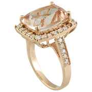 7.12 Carat Morganite 14K Rose Gold Diamond Ring - Fashion Strada