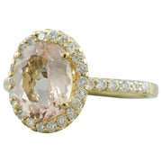 3.01 Carat Morganite 14K Yellow Gold Diamond Ring - Fashion Strada
