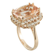 8.25 Carat Morganite 14K Rose Gold Diamond Ring - Fashion Strada