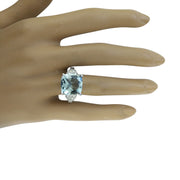 6.45 Carat Aquamarine 14K White Gold Diamond Ring - Fashion Strada