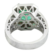 3.92 Carat Emerald 14K White Gold Diamond Ring - Fashion Strada