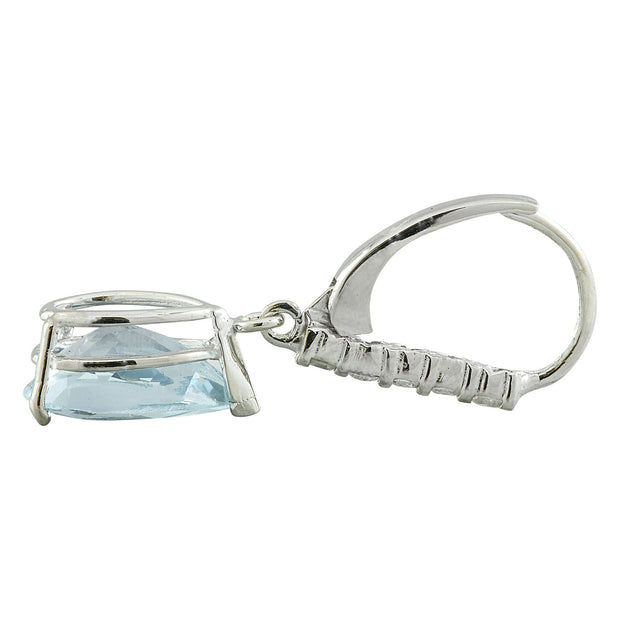 6.45 Carat Aquamarine 14K White Gold Diamond Earrings - Fashion Strada