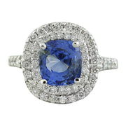 4.60 Carat Sapphire 14K White Gold Diamond Ring - Fashion Strada