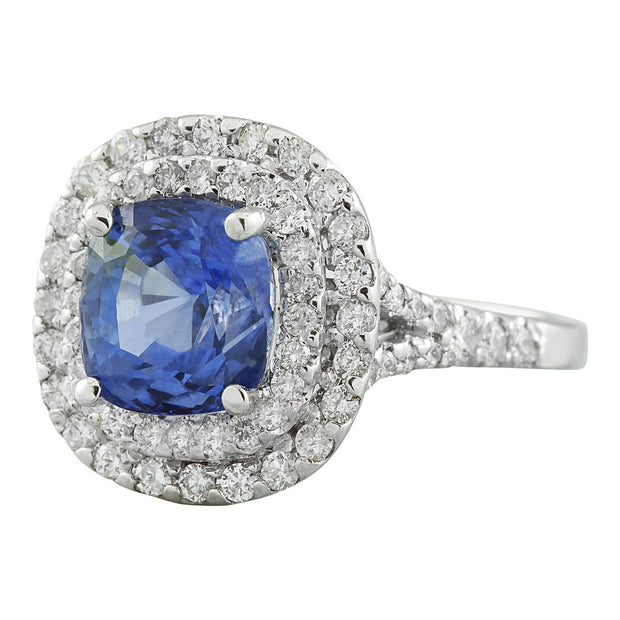 4.60 Carat Sapphire 14K White Gold Diamond Ring - Fashion Strada
