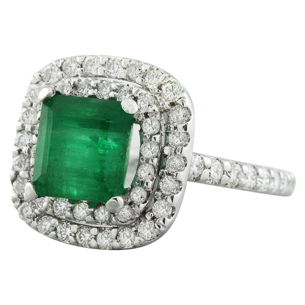 4.10 Carat Emerald 14K White Gold Diamond Ring - Fashion Strada