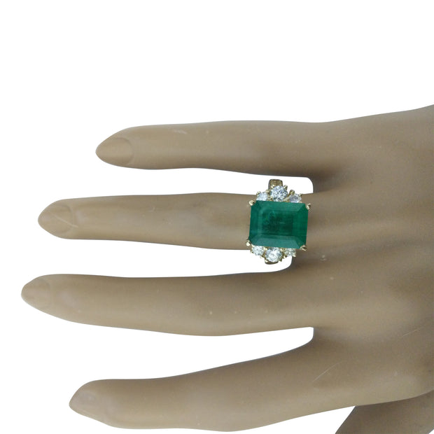 6.10 Carat Emerald 14K Yellow Gold Diamond Ring - Fashion Strada