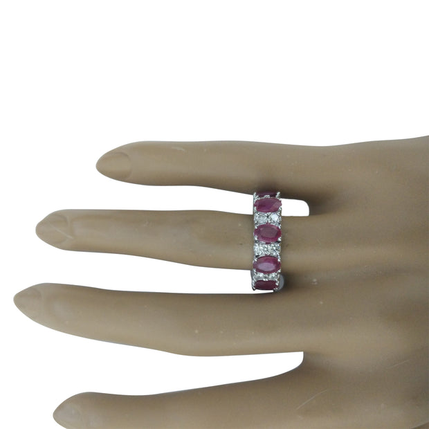 7.50 Carat Ruby 14K White Gold Diamond Eternity Ring - Fashion Strada