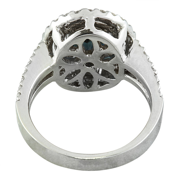 4.00 Carat Sapphire 14K White Gold Diamond Ring - Fashion Strada
