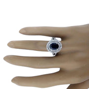 4.00 Carat Sapphire 14K White Gold Diamond Ring - Fashion Strada