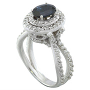 2.95 Carat Sapphire 14K White Gold Diamond Ring - Fashion Strada
