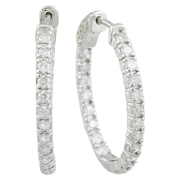 2.00 Carat 14K White Gold Diamond Hoop Earrings - Fashion Strada