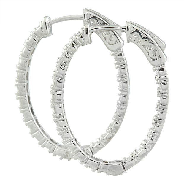 2.00 Carat 14K White Gold Diamond Hoop Earrings - Fashion Strada