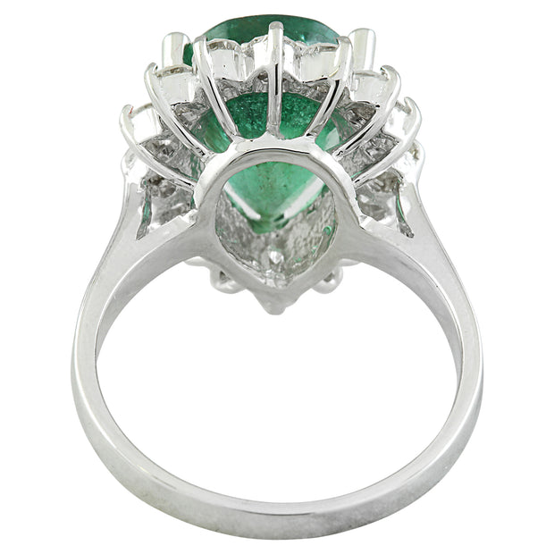 5.46 Carat Emerald 14K White Gold Diamond Ring - Fashion Strada