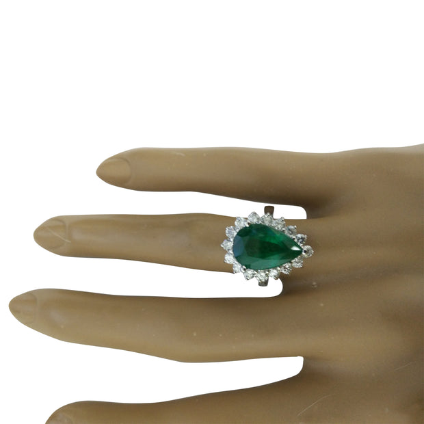 5.46 Carat Emerald 14K White Gold Diamond Ring - Fashion Strada