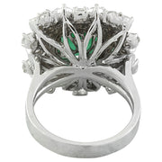 6.63 Carat Emerald 14K White Gold Diamond Ring - Fashion Strada