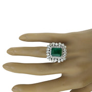 6.63 Carat Emerald 14K White Gold Diamond Ring - Fashion Strada