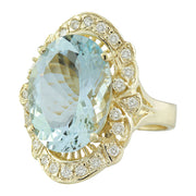 6.43 Carat Aquamarine 14K Yellow Gold Diamond Ring - Fashion Strada