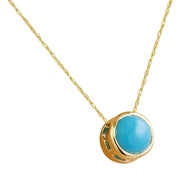 1.50 Carat Turquoise 14K Yellow Gold Necklace - Fashion Strada