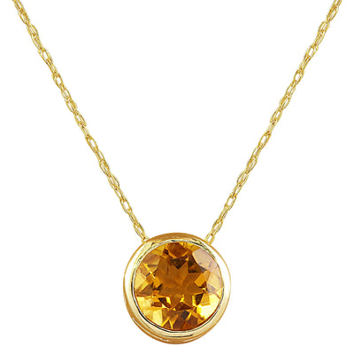 1.50 Carat Citrine 14K Yellow Gold Necklace - Fashion Strada
