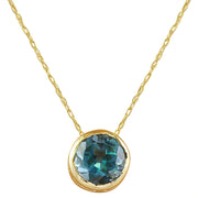 1.50 Carat London Blue Topaz 14K Yellow Gold Necklace - Fashion Strada