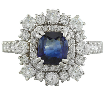 1.80 Carat Sapphire 14K White Gold Diamond Ring - Fashion Strada